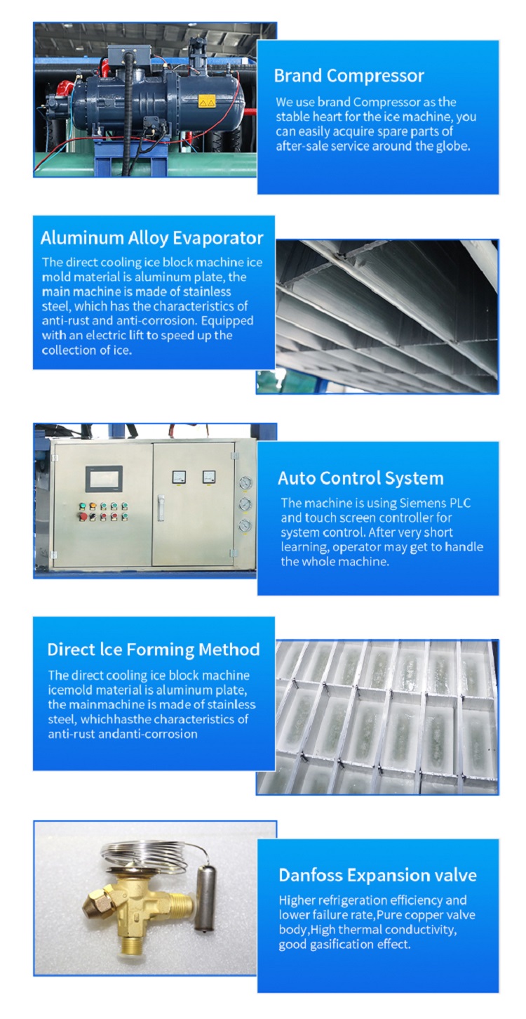 direct cooling block ice machine details تفاصيل آلة كتلة الجليد التلقائي