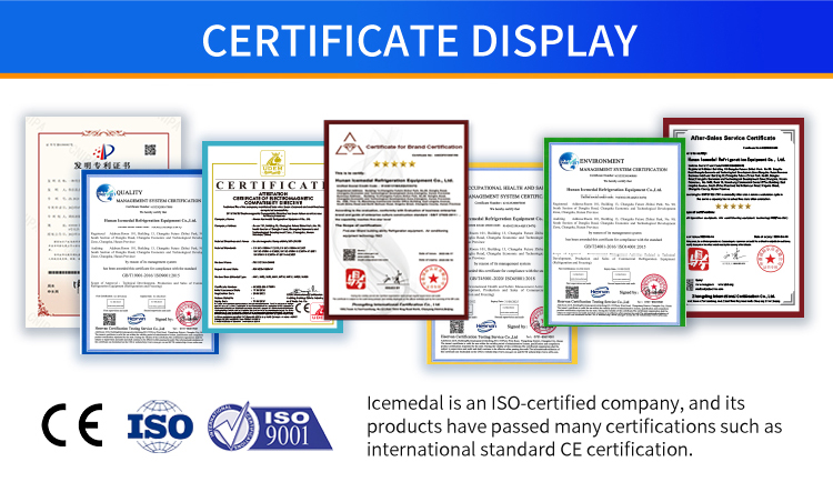 icemadal-ice-machine-factory-certificates عرض شهادات مصنع آلة صنع الثلج الصناعي Icemadal، ISO9001، CE، براءة اختراع، شهادات نظام إدارة الجودة والبيئة