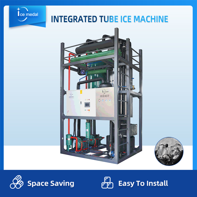 ماكينة صنع الثلج الأسطواني المتكاملة من Icemedal بقدرة 15 طن يوميًا بسعر المصنع